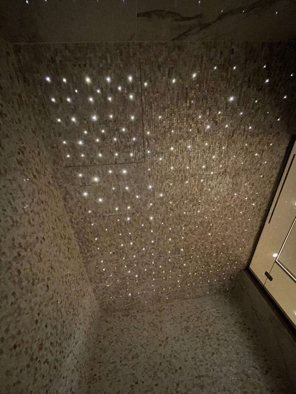 Star lights add-on inside a sauna roof